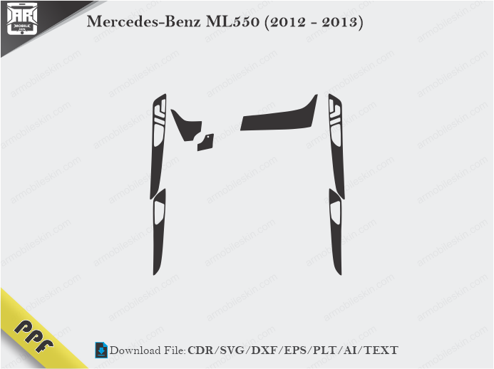 Mercedes-Benz ML550 (2012 – 2013) Interior PPF Cut Template Vector