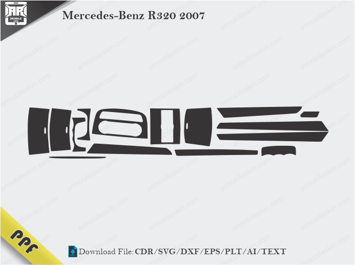 Mercedes-Benz R320 2007 Interior PPF Cut Template Vector