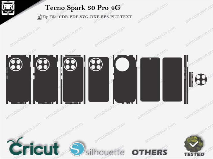 Tecno Spark 30 Pro 4G Skin Template Vector