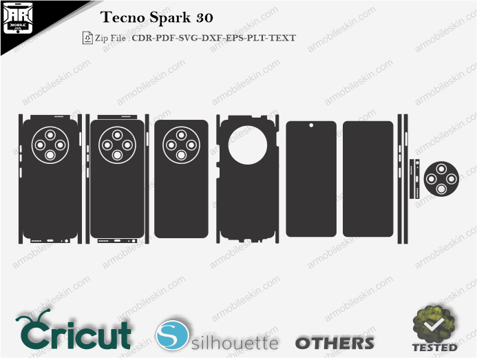 Tecno Spark 30 Skin Template Vector