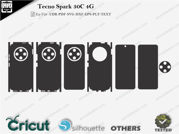 Tecno Spark 30C 4G Skin Template Vector