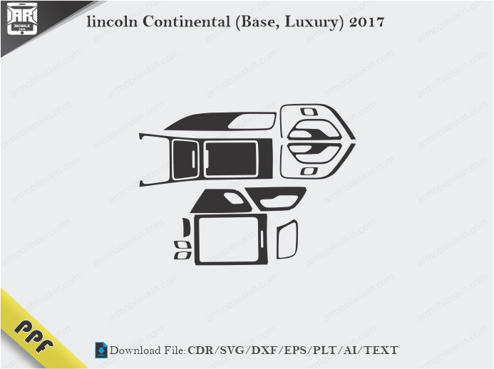 lincoln Continental (Base, Luxury) 2017 Interior PPF Cut Template