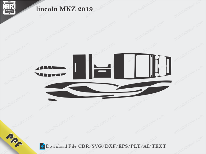 lincoln MKZ 2019 Interior PPF Cut Template Vector - ARMOBILESKIN