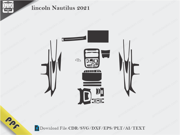 lincoln Nautilus 2021 Interior PPF Cut Template Vector