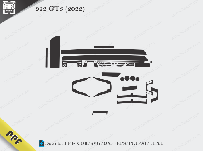 Porsche 911-922 GT3 (2022) Interior PPF Cut Template