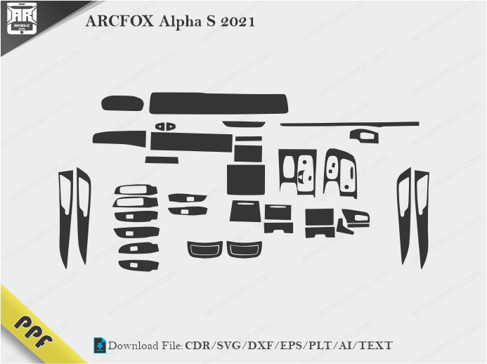 ARCFOX Alpha S 2021 Interior PPF Cut Template