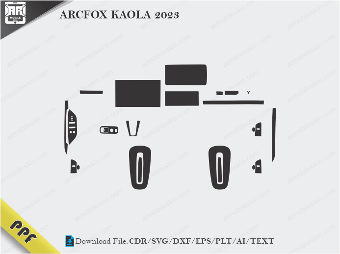 ARCFOX KAOLA 2023 Interior PPF Cut Template Vector