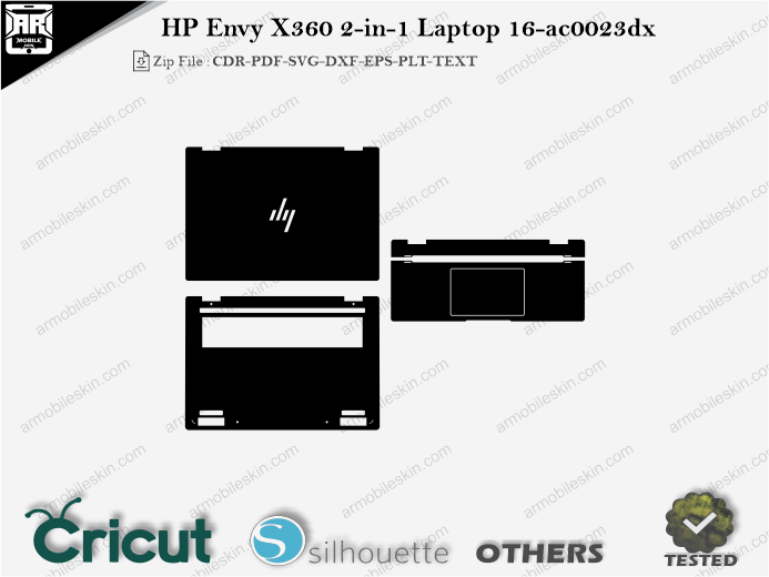 HP Envy X360 2-in-1 Laptop 16-ac0023dx Skin Template Vector