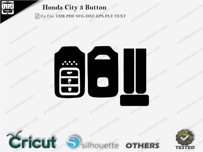 Honda City 3 Button Car Key Wrap Template Vector