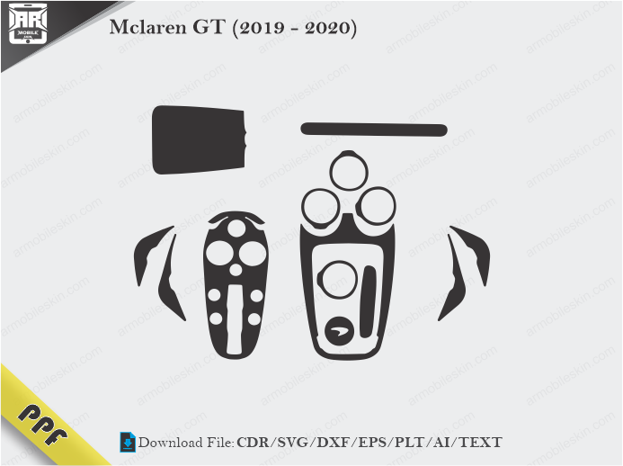 Mclaren GT (2019 – 2020) Interior PPF Cut Template Vector