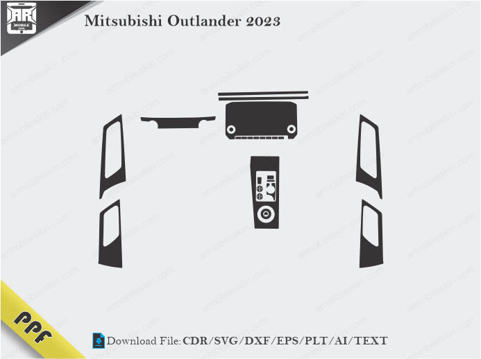 Mitsubishi Outlander 2023 Interior PPF Cut Template