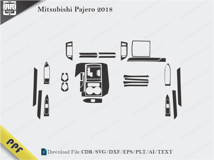 Mitsubishi Pajero 2018 Interior PPF Cut Template