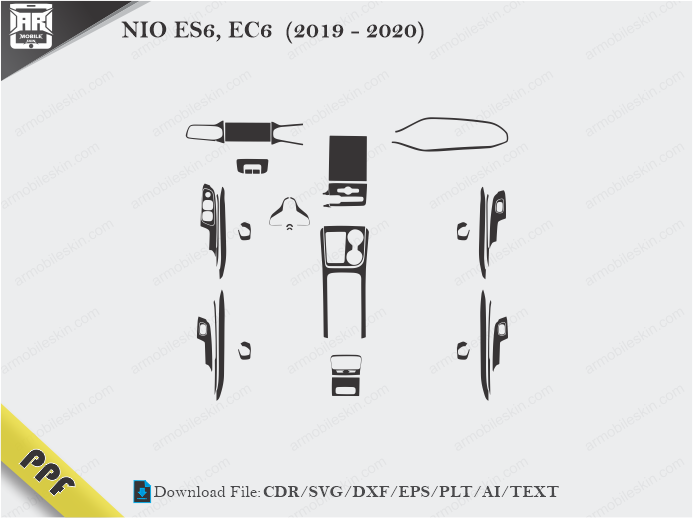 NIO ES6, EC6 (2019 - 2020) Interior PPF Cut Template