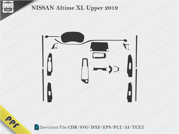 NISSAN Altime XL Upper 2019 Interior PPF Cut Template Vector