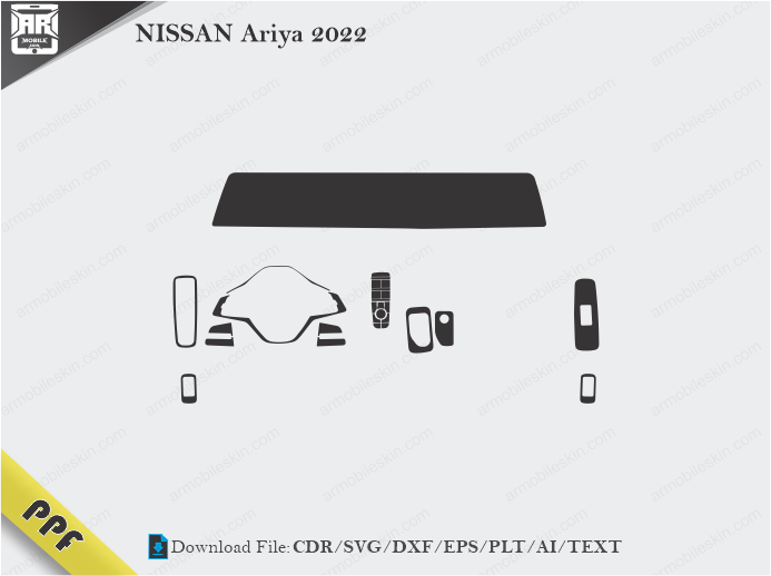 NISSAN Ariya 2022 Interior PPF Cut Template Vector