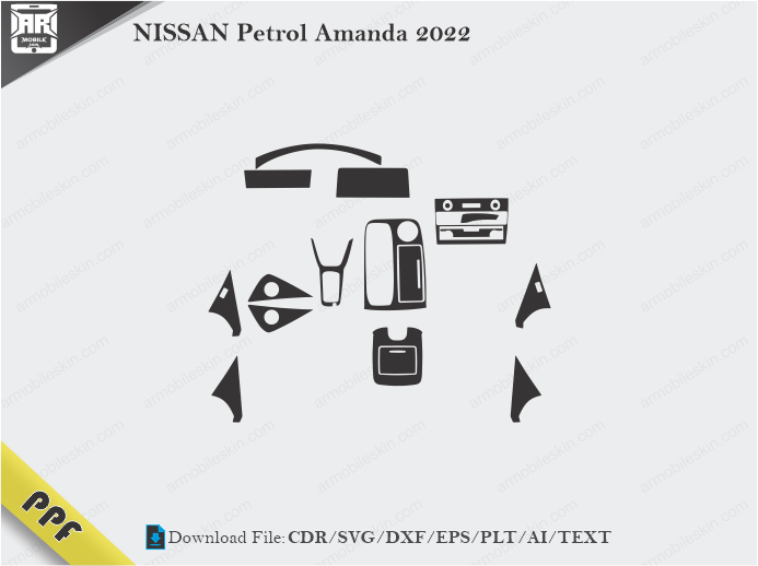 NISSAN Petrol Amanda 2022 Interior PPF Cut Template Vector