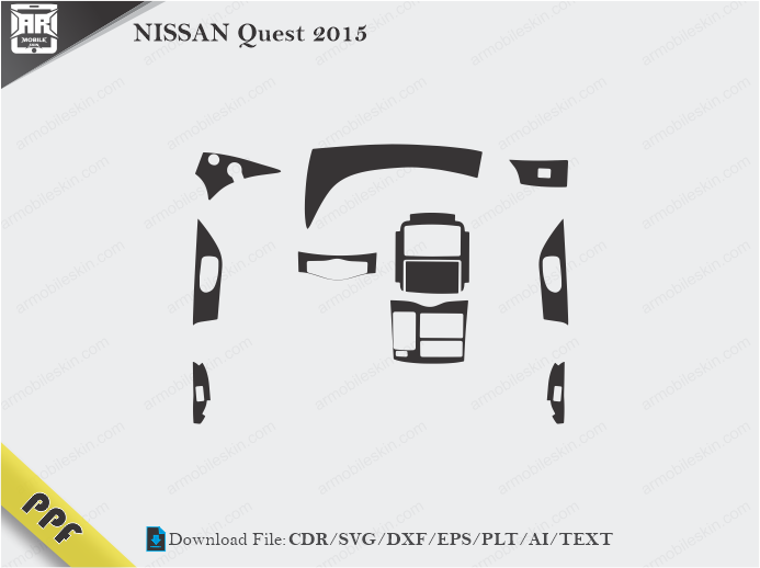 NISSAN Quest 2015 Interior PPF Cut Template Vector