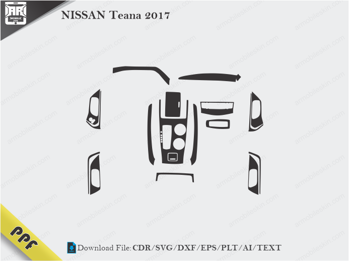 NISSAN Teana 2017 Interior PPF Cut Template Vector