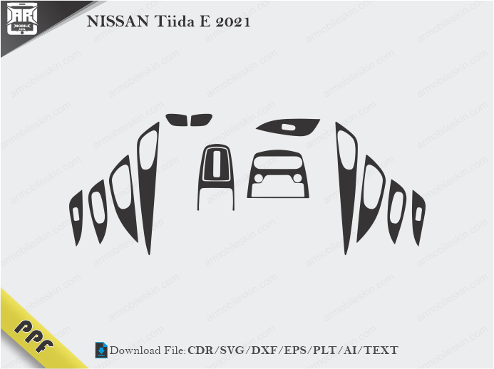 NISSAN Tiida E 2021 Interior PPF Cut Template Vector