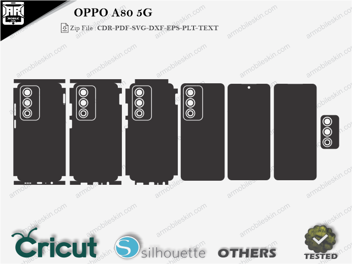 OPPO A80 5G Skin Template Vector