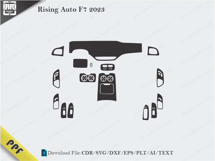 Rising Auto F7 2023 Interior PPF Cut Template Vector