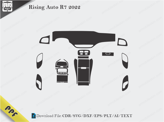 Rising Auto R7 2022 Interior PPF Cut Template Vector