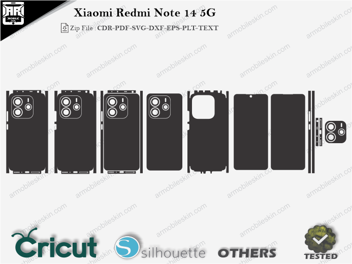 Xiaomi Redmi Note 14 5G Skin Template Vector