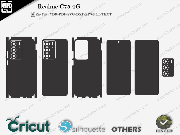 Realme C75 4G Skin Template Vector