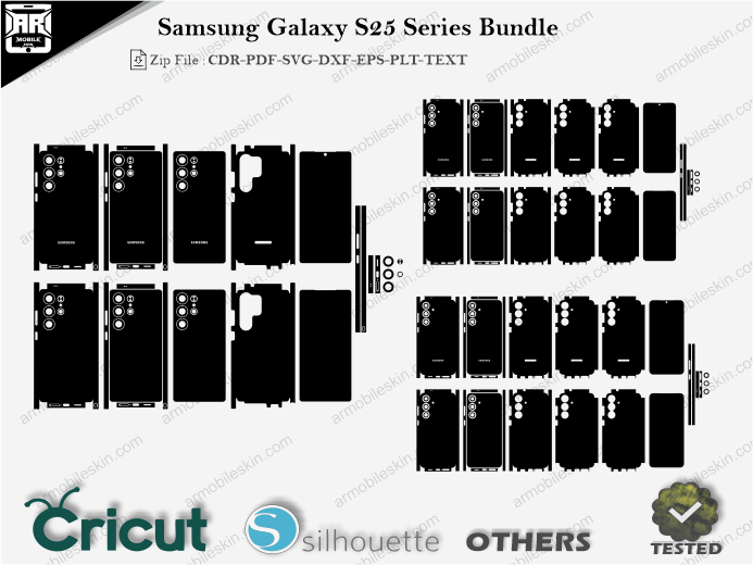 Samsung Galaxy S25 Series Bundle Skin Template Vector