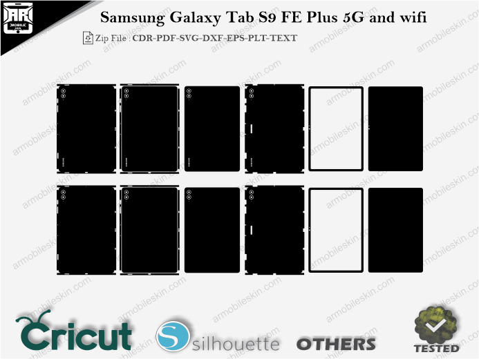 Samsung Galaxy Tab S9 FE Plus 5G and wifi Skin Template Vector