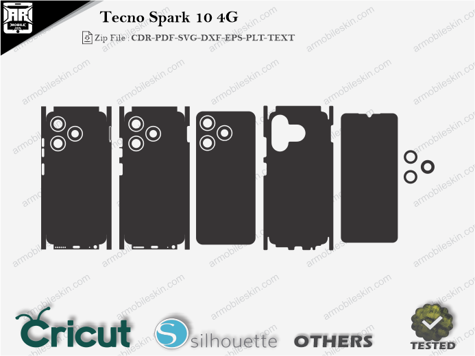 Tecno Spark 10 4G Skin Template Vector