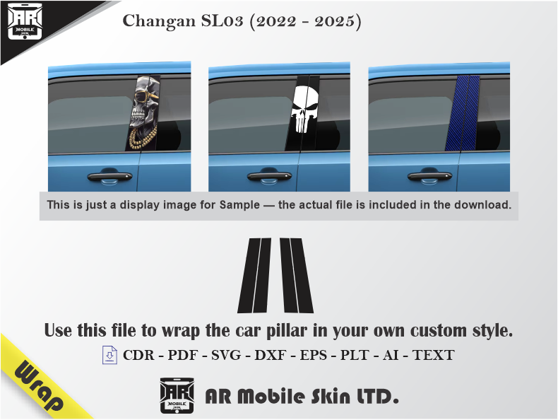Changan SL03 (2022 - 2025) Car Side Pillar Wrap Template