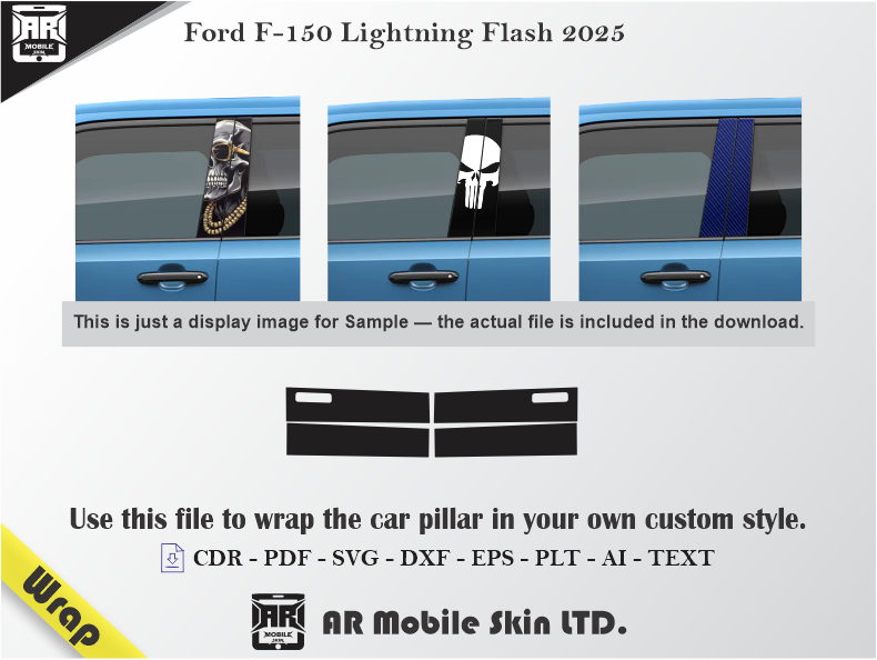 Ford F-150 Lightning Flash 2025 Car Side Pillar Wrap Template