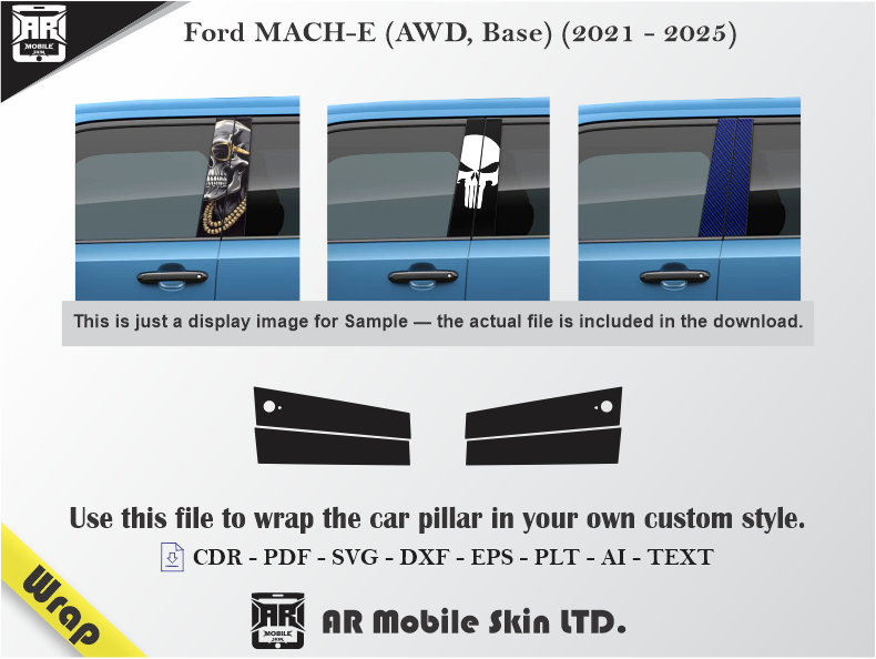 Ford MACH-E (AWD, Base) (2021 - 2025) Car Side Pillar Wrap Template