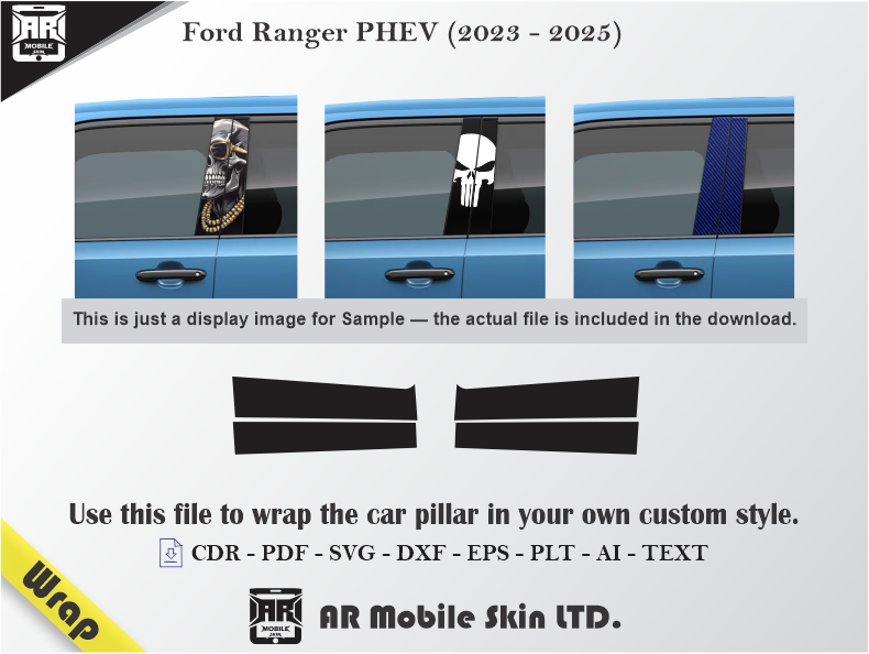 Ford Ranger PHEV (2023 - 2025) Car Side Pillar Wrap Template