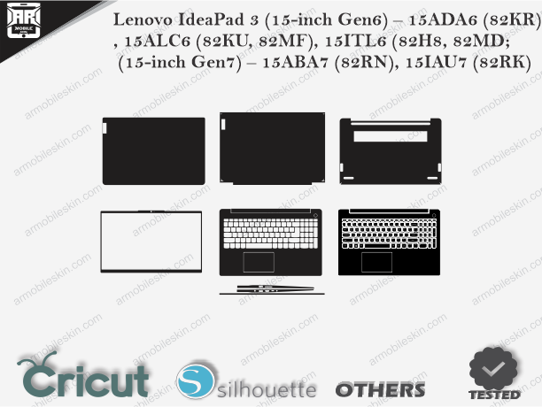Lenovo IdeaPad 3 (15-inch Gen6) – 15ADA6 (82KR), 15ALC6 (82KU, 82MF), 15ITL6 (82H8, 82MD; (15-inch Gen7) – 15ABA7 (82RN), 15IAU7 (82RK) Skin Template Vector