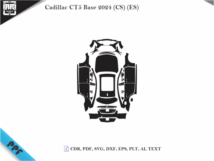 Cadillac CT5 Base 2024 (CS) (ES) Full Car Body PPF Cutting Template