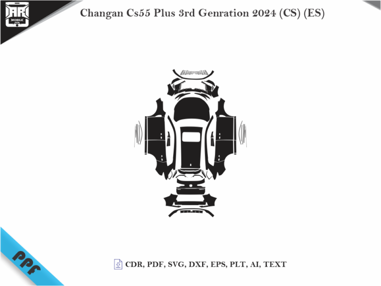 Changan Cs55 Plus 3rd Genration 2024 (CS) (ES) Full Car Body PPF Cutting Template