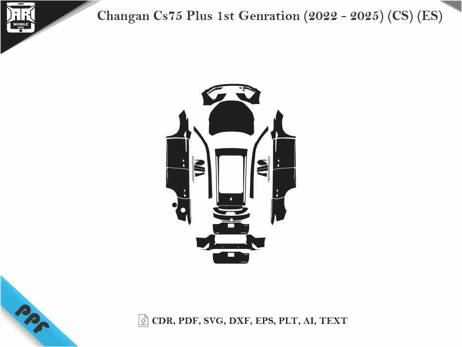 Changan Cs75 Plus 1st Genration (2022 - 2025) (CS) (ES) Car Body PPF Cutting Template