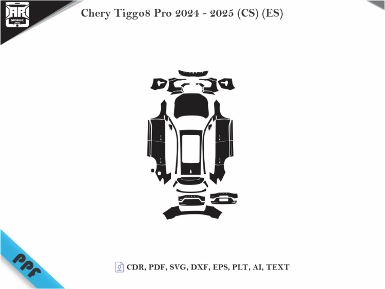Chery Tiggo8 Pro 2024 – 2025 (CS) (ES) Full Car Body PPF Cutting Template