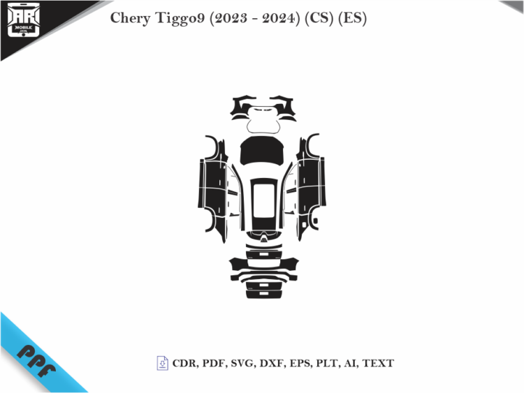 Chery Tiggo9 (2023 – 2024) (CS) (ES) Full Car Body PPF Cutting Template