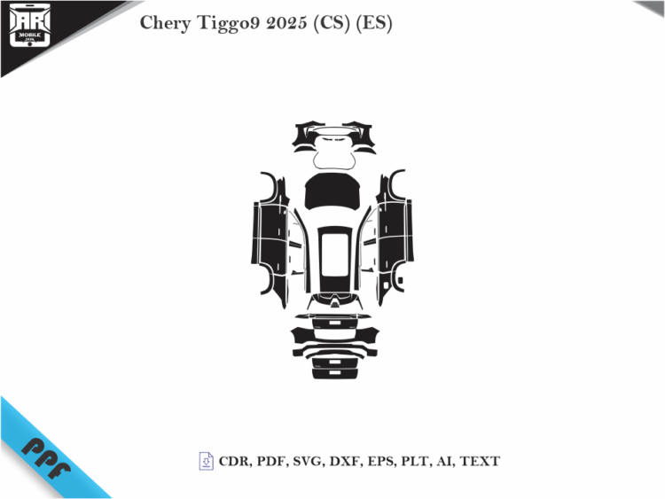 Chery Tiggo9 2025 (CS) (ES) Full Car Body PPF Cutting Template