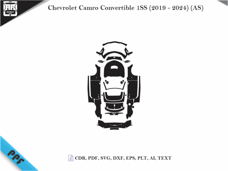 Chevrolet Camro Convertible 1SS (2019 – 2024) (AS) Full Car Body PPF Cutting Template