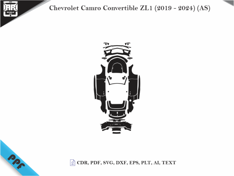 Chevrolet Camro Convertible ZL1 (2019 – 2024) (AS) Full Car Body PPF Cutting Template