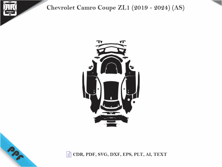 Chevrolet Camro Coupe ZL1 (2019 – 2024) (AS) Full Car Body PPF Cutting Template