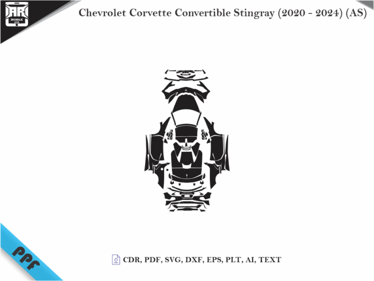 Chevrolet Corvette Convertible Stingray (2020 – 2024) (AS) Full Car Body PPF Cutting Template