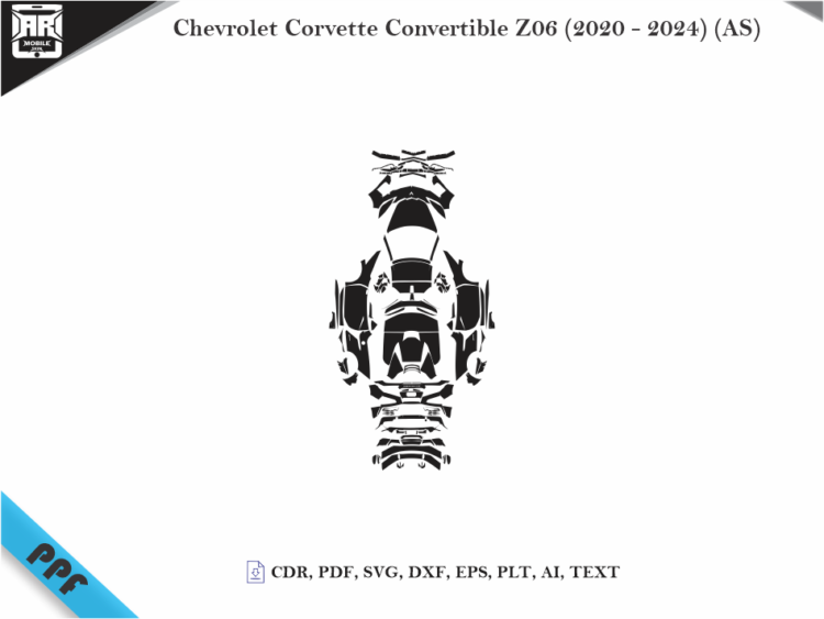 Chevrolet Corvette Convertible Z06 (2020 – 2024) (AS) Full Car Body PPF Cutting Template