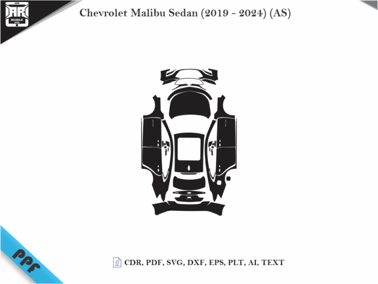 Chevrolet Malibu Sedan (2019 - 2024) (AS) Car Body PPF Cutting Template