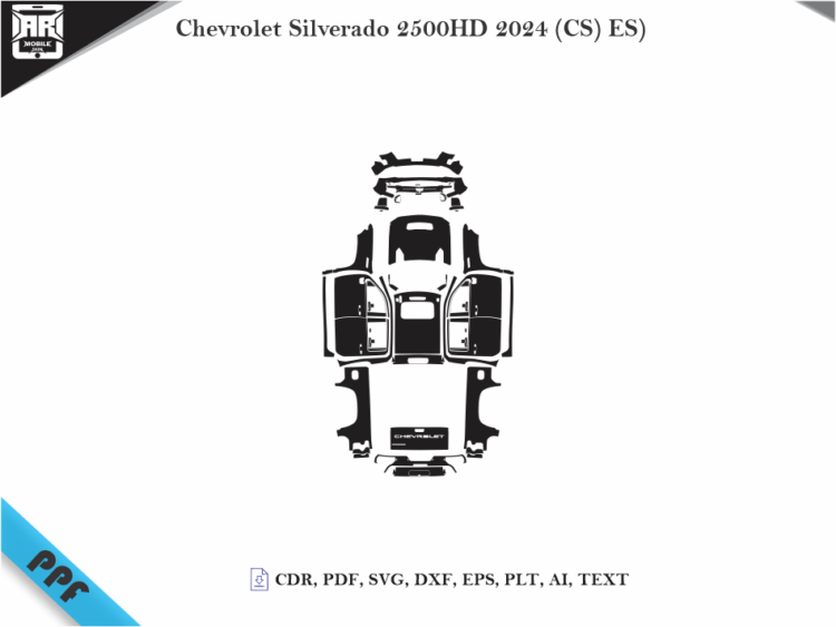 Chevrolet Silverado 2500HD 2024 (CS) ES) Full Car Body PPF Cutting Template