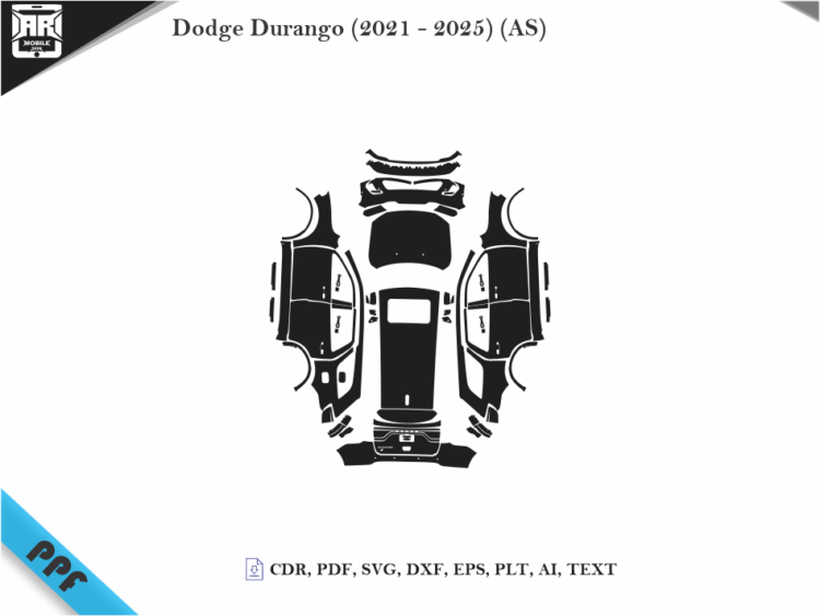 Dodge Durango (2021 – 2025) (AS) Full Car Body PPF Cutting Template